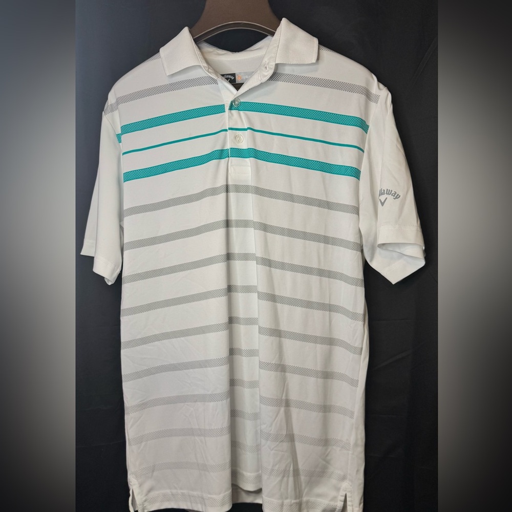 Callaway Men's‎ White and Gray Polo with Teal Accents